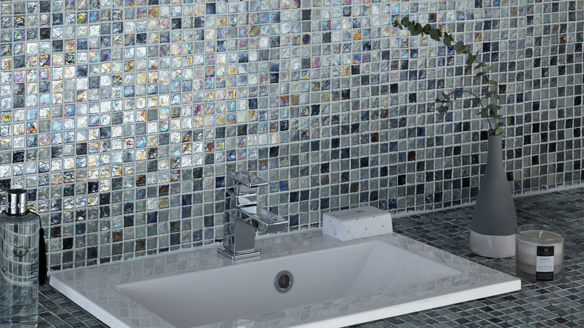 Stone floor tiles